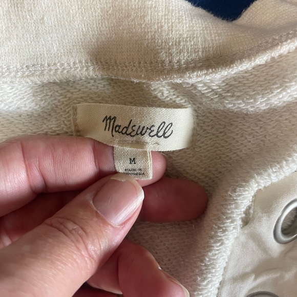 Madewell Women's Beige Cream  Henley Soft Cozy Sweatshirt Size Medium Casual - Picture 2 of 7